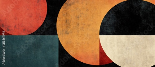 Abstract Warm-toned Circles Geometric Design. AI Generated