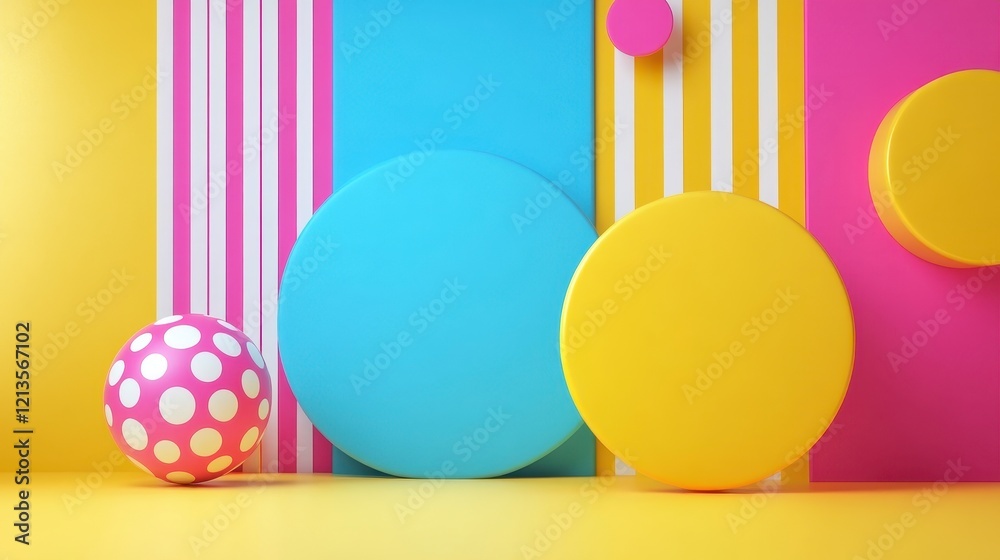 Colorful Geometric Shapes and Patterns on Bright Background Colorful Geometric Shapes and Patterns on Bright Background