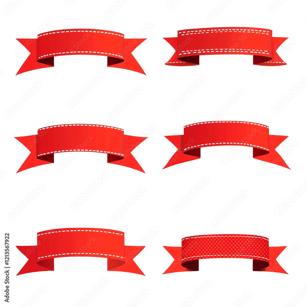 Red ribbon banners, various styles, blank, design elements Red ribbon banners, various styles, blank, design elements