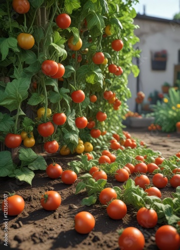 Balkonien mit Tomatenpflanzen und anderen Pflanzen, gr?ne Bl?tter, pflanzen, wachsende pflanzen photo