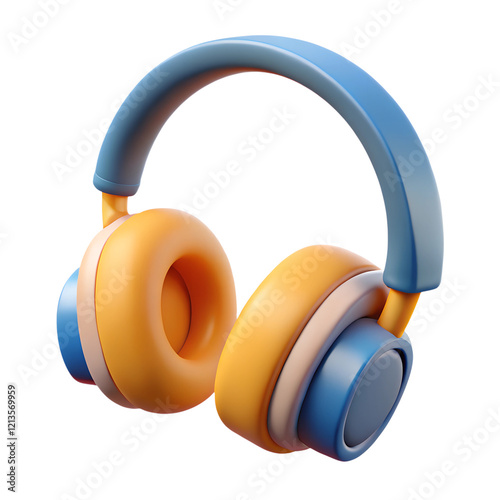 3d headphones isolated on white background. Cartoon plastic style icon