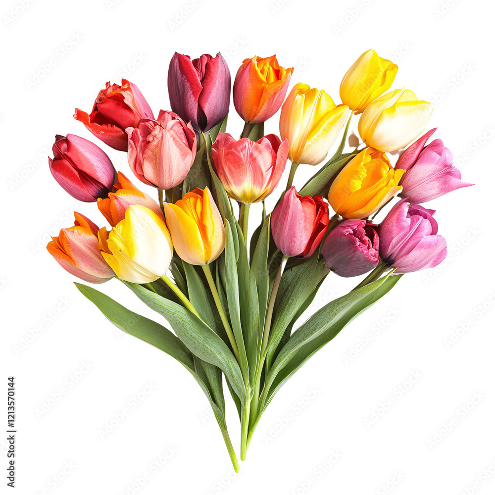 Colorful tulip bouquet, spring flowers, vibrant blooms, close-up shot, isolated background, perfect for cards Colorful tulip bouquet, spring flowers, vibrant blooms, close-up shot, isolated background, perfect for cards