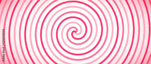 Candy color spiral background. Pink rotating swirl pattern wallpaper. Cute spinning line vortex. Sweet whipped cream concept. Vector ice cream backdrop