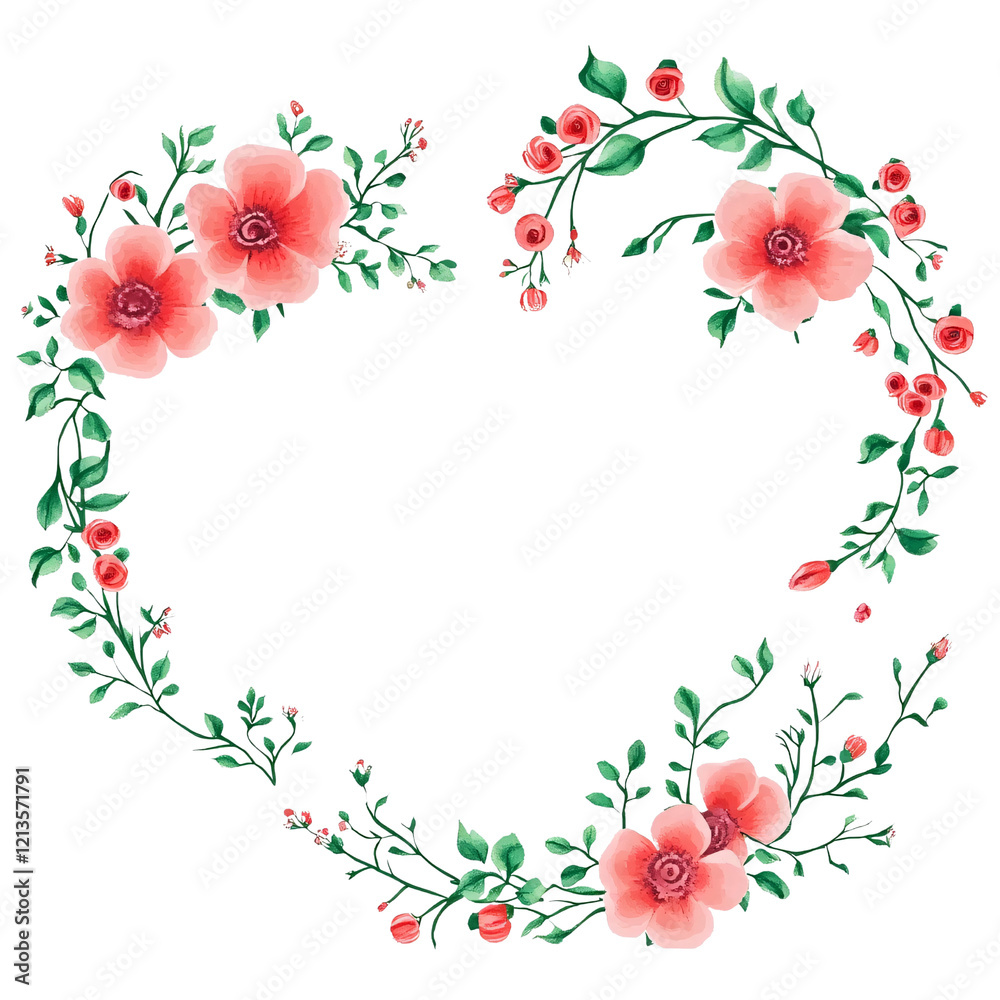 custom made wallpaper toronto digitalHeart-shaped floral wreath, romantic design, nature background, wedding invitation
