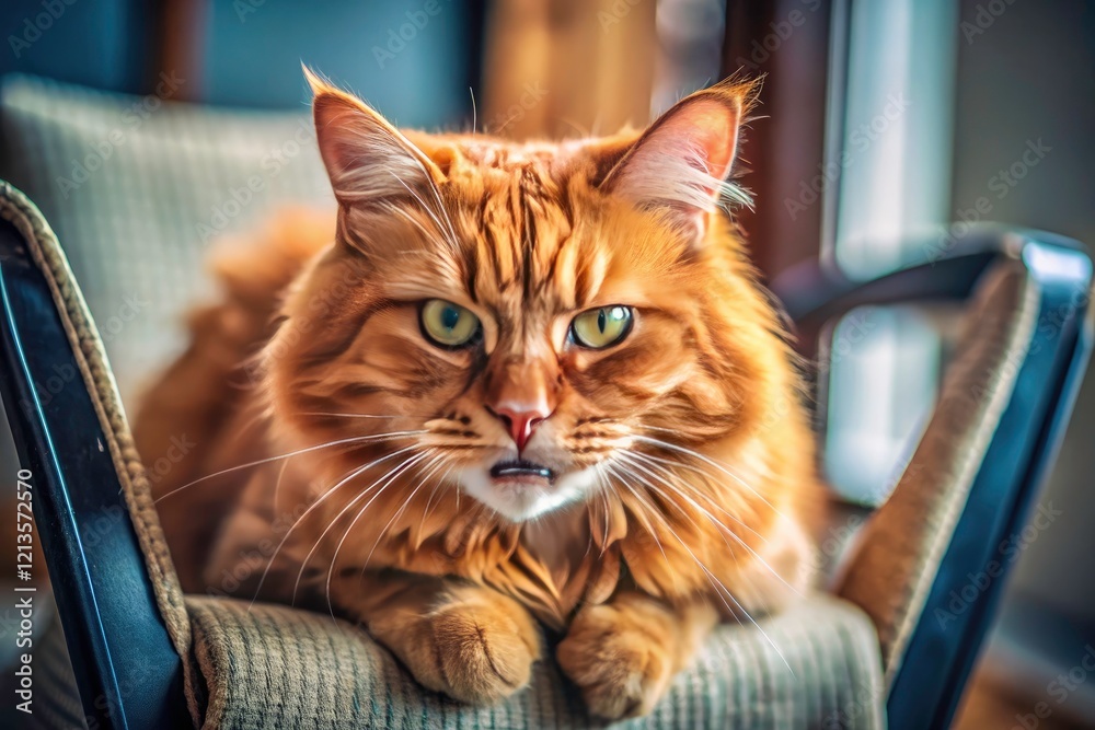 Angry Red Cat Close Up Aerial Photography, Furious Feline Chair Photo, Kitty Headshot, Red Cat Aerial View Angry Red Cat Close Up Aerial Photography, Furious Feline Chair Photo, Kitty Headshot, Red Cat Aerial View
