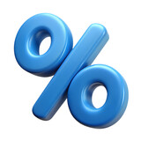Percent sign. 3d rendering isolated on white background. Cartoon plastic style icon