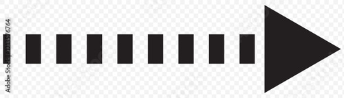 Black Dash line arrow. straight arrow dashed line isolated. eps 10.