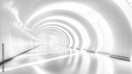 Wallpaper Mural Minimalist white architectural space with geometric forms like circles, sunlight casting soft shadows, providing an abstract background for high-end or minimalist product displays. Torontodigital.ca