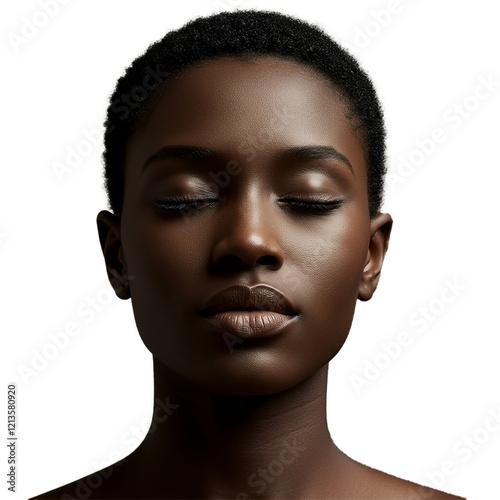Beautiful portrait of an African American girl with her eyes closed