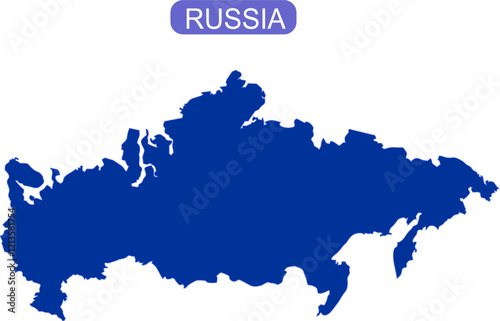 Map of Russia outline in solid color