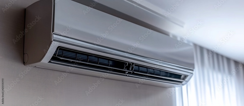 Modern Air Conditioner Unit Installed on Wall Modern Air Conditioner Unit Installed on Wall