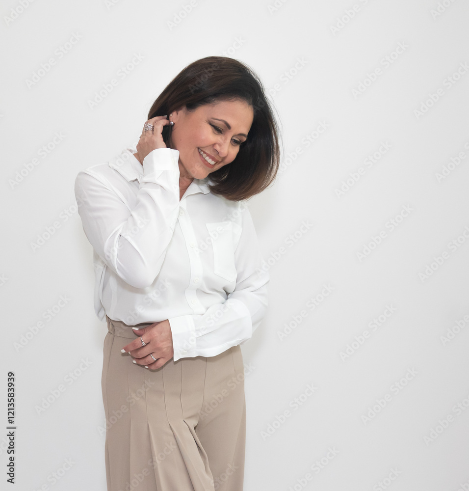 Woman photographer with camera with white background Woman photographer with camera with white background