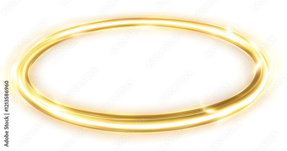 Glowing golden ring of light with sparkles isolated on white background Glowing golden ring of light with sparkles isolated on white background
