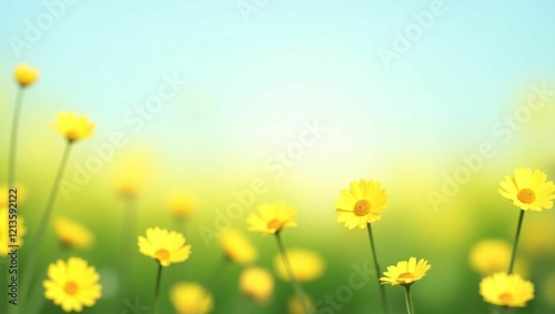 Fluffy Yellow Wildflowers in a Sunlit Meadow