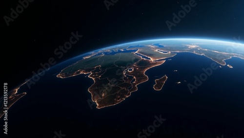 A stunning view of Planet Earth from space, showing the planet’s curvature against the vast, dark expanse of space