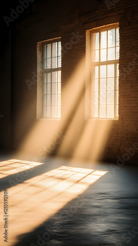 Sunlight streams through warehouse windows