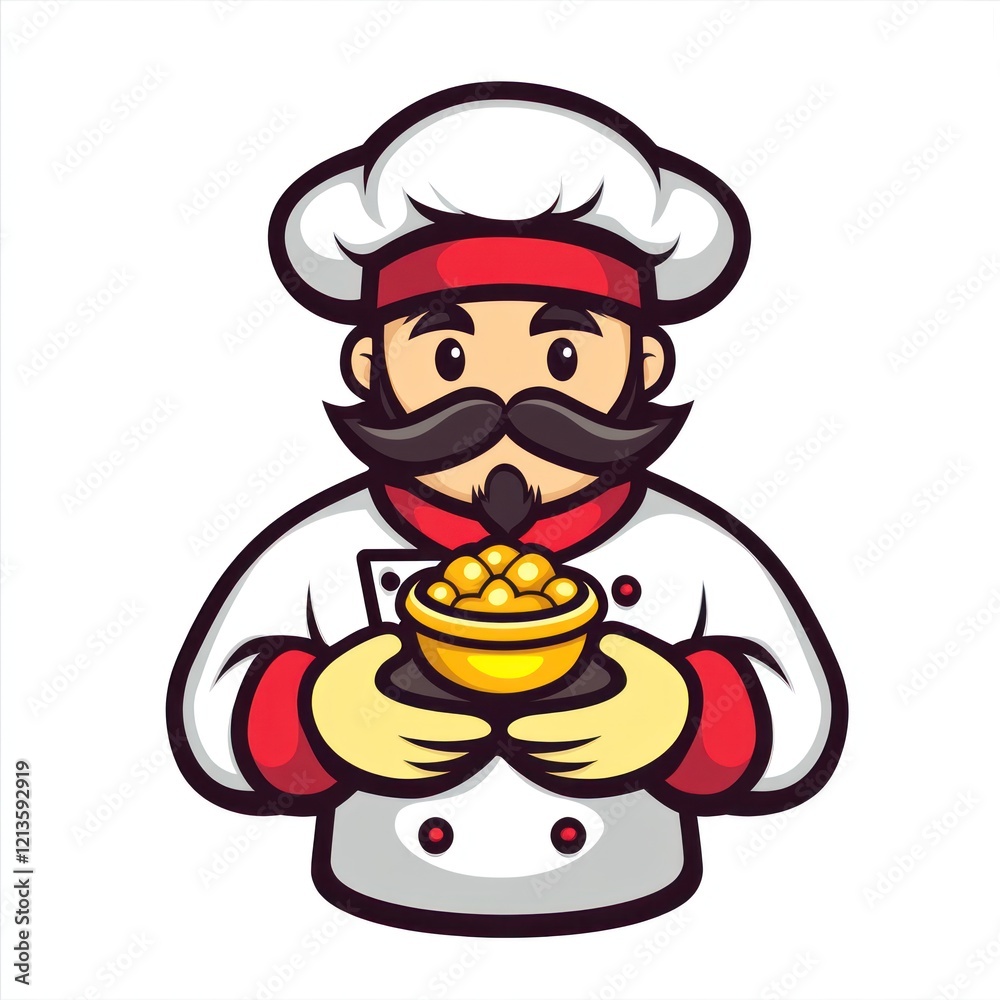 Cartoon chef holding food dish (1)