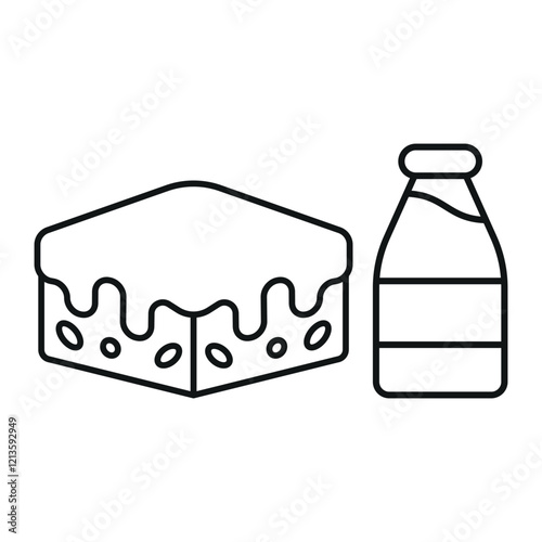 Milk bottle drink and brownies food icons with a fresh and delightful design