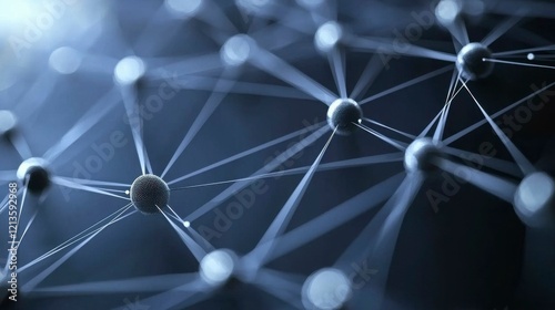 Abstract technology network with connected dots and lines on a blue background representing seamless communication ideal for business ads and futuristic designs