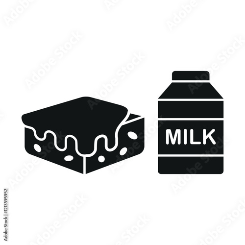 Milk bottle drink and brownies food icons with a fresh and delightful design