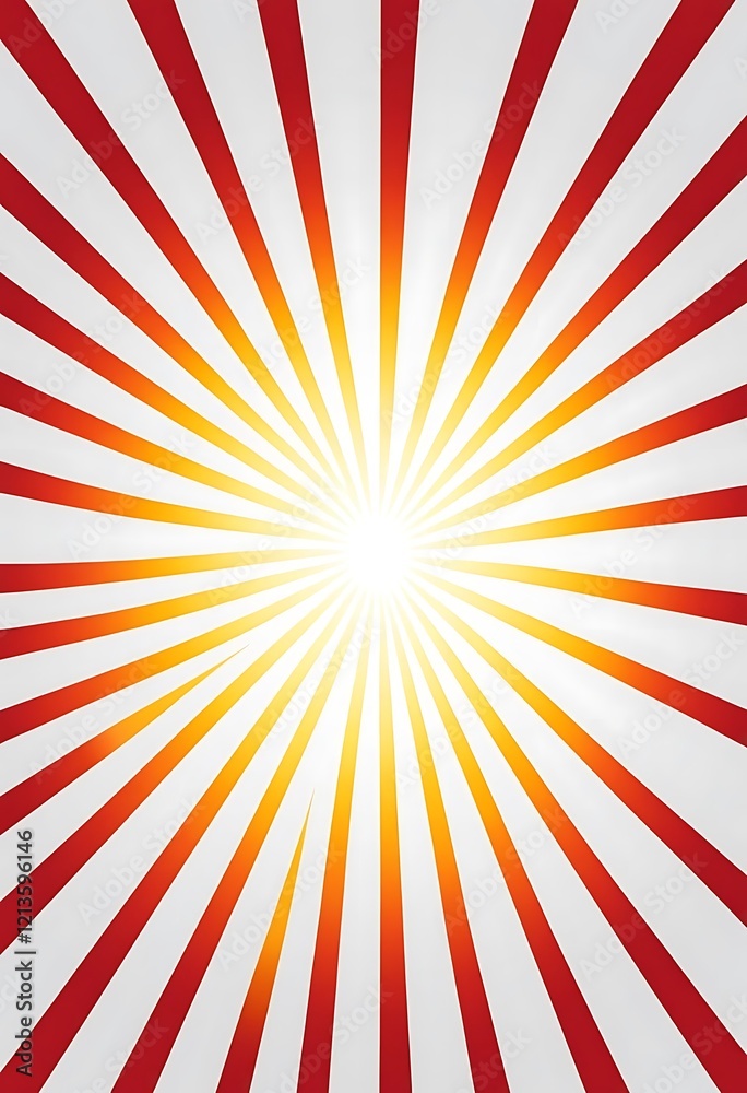 Fototapeta premium Radiant Sunburst Design in Red Orange and White