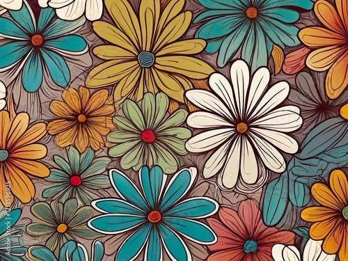 Wallpaper Mural seamless pattern with flowers texture  design  illustration  art  decoration,Ai generated  Torontodigital.ca