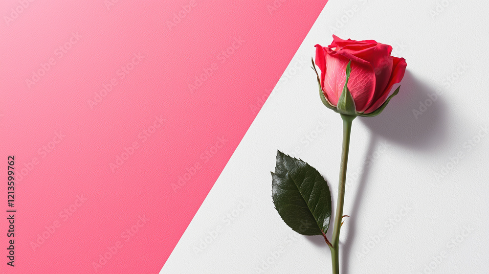 A minimalist valentine theme pink, red and white background.