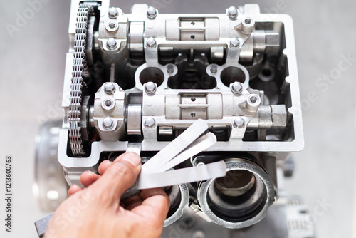 Fix valve clearance, Setting valve clearance using a feeler gauge to measure clearance to replace valve shims to the correct clearance. photo