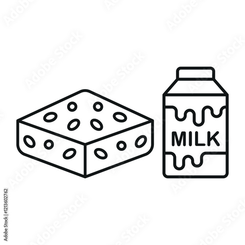 Milk bottle drink and brownies food icons with a fresh and delightful design