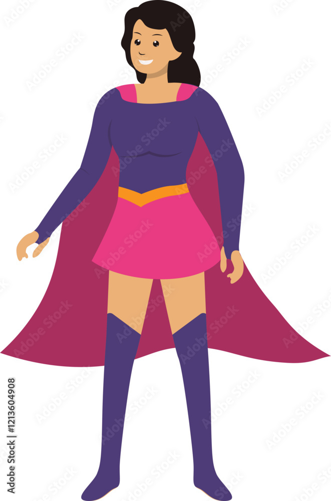 Fototapeta premium Woman Superhero Illustration with Cartoon Design Concept. Vector Character