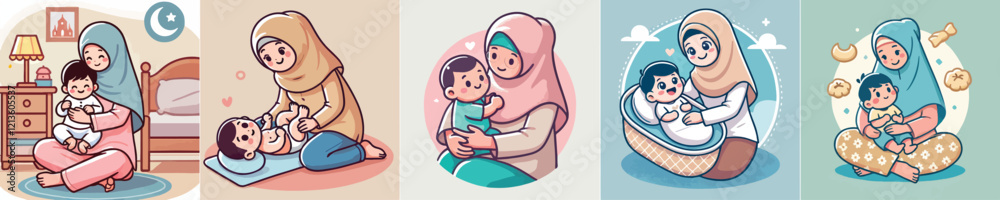 vector image of a mother holding her child vector image of a mother holding her child