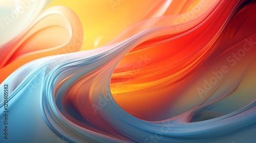 Dynamic orange and blue abstract swirl pattern with vibrant gradient tones and motion effect. photo