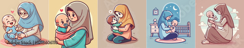 vector image of a mother holding her child