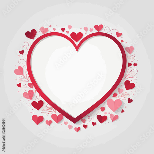 Hearts and empty heart frame. Valentine's Day and Mother's Day poster. I love the background. Vector illustration