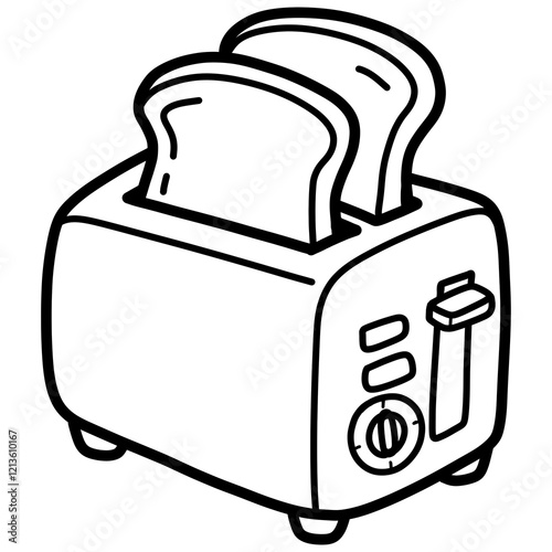 Hand drawn toaster illustration outline 