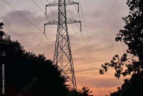  Electricity Pylon, large steel structure in the united Kingdom carrying electric power and energy across the national grid photo