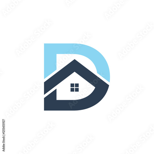 Letter D Home Logo Design Icon Vector Template