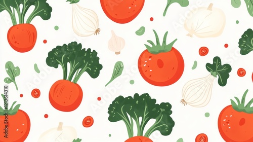 Vibrant vegetable pattern, kitchen background, food blog, recipe design