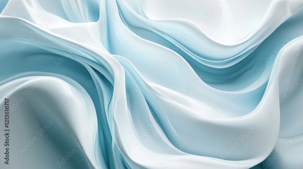 Obraz premium Abstract light blue fabric waves, flowing, background texture, design element