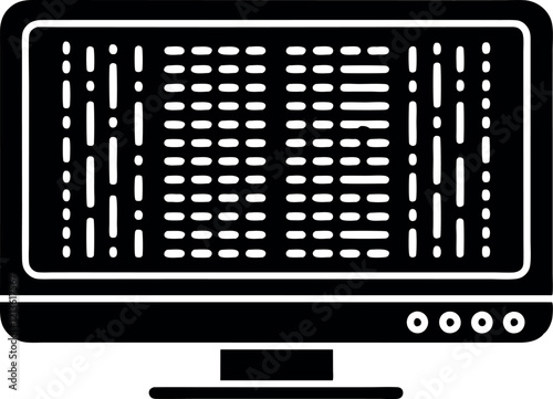  Coding Screen with Binary Numbers Silhouette Vector