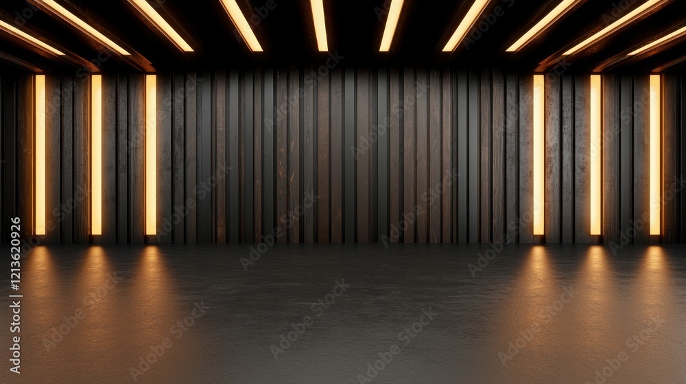 clean energy  wind policy concept. Modern studio interior with dark walls and dramatic lighting effects.