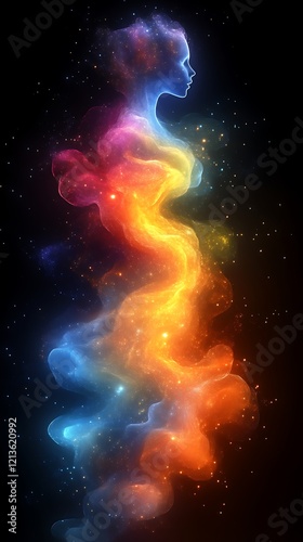 Colorful ethereal woman figure.