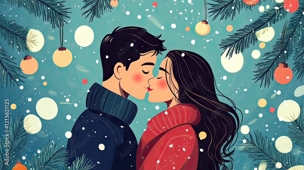 loving couple happy new year and valentine day card and banner.Realistic photos in high definition. loving couple happy new year and valentine day card and banner.Realistic photos in high definition.