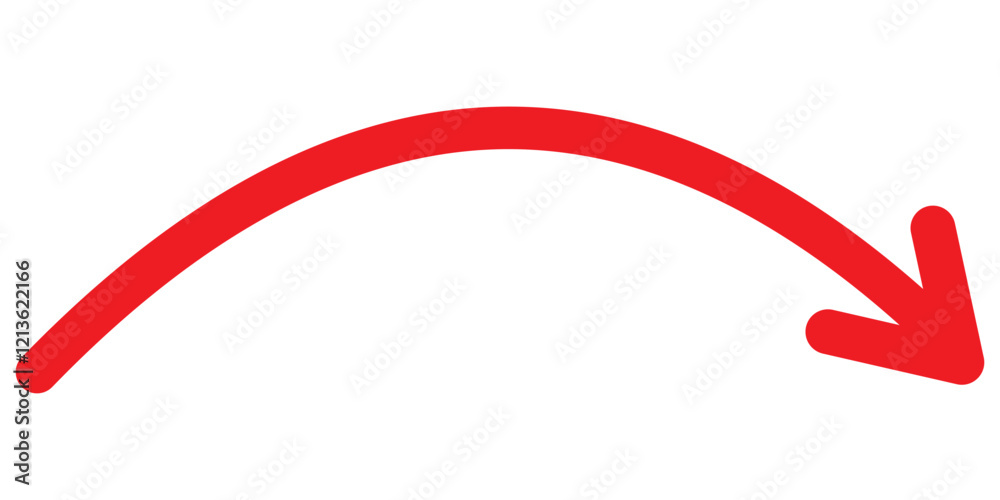 Long curved hand drawn arrow vector Long curved hand drawn arrow vector