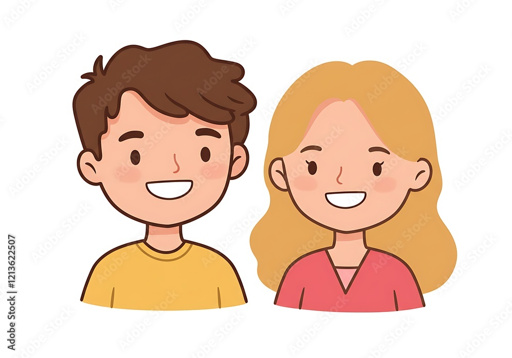Smiling Man and Woman Illustration Smiling Man and Woman Illustration