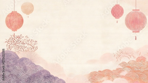 Elegant and Vibrant Chinese New Year Wallpaper Featuring Intricate Patterns Majestic Golden Dragons and Glowing Lanterns Symbolizing Prosperity and Luck for the Lunar New Year photo