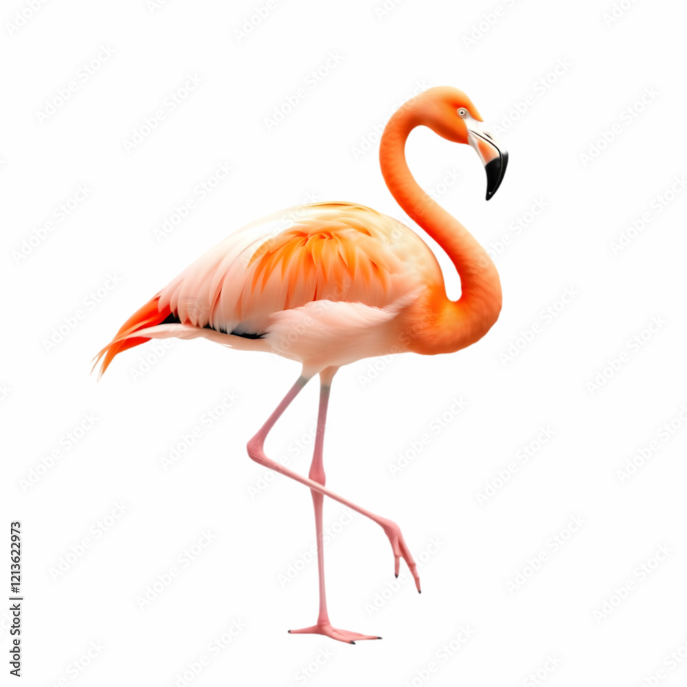 Obraz premium A flamingo isolated on white background . looking very beautiful