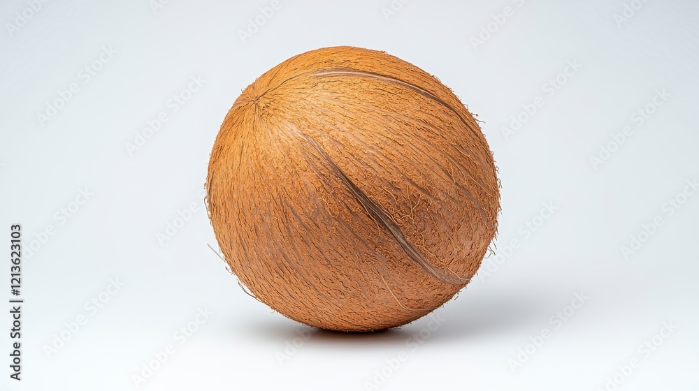 Close-up of a Textured Brown Sphere Against a White Background Close-up of a Textured Brown Sphere Against a White Background