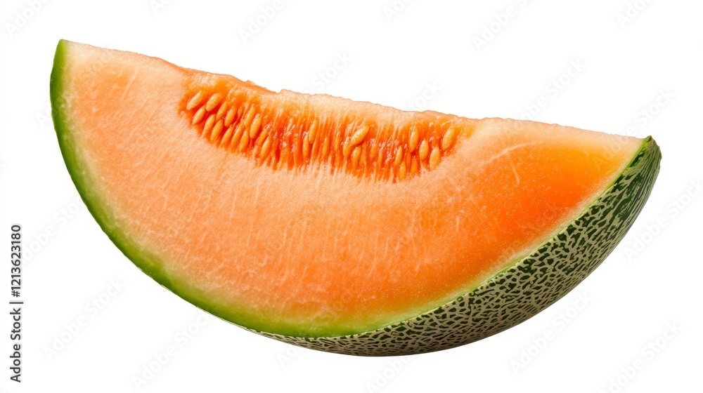 Close-up of a vibrant cantaloupe melon slice, showcasing its juicy texture and refreshing color. Ideal for food, health, and welln Close-up of a vibrant cantaloupe melon slice, showcasing its juicy texture and refreshing color. Ideal for food, health, and welln