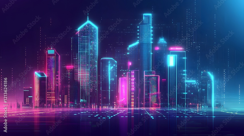 Neon Cityscape Digital Art Futuristic Metropolis Neon Cityscape Digital Art Futuristic Metropolis